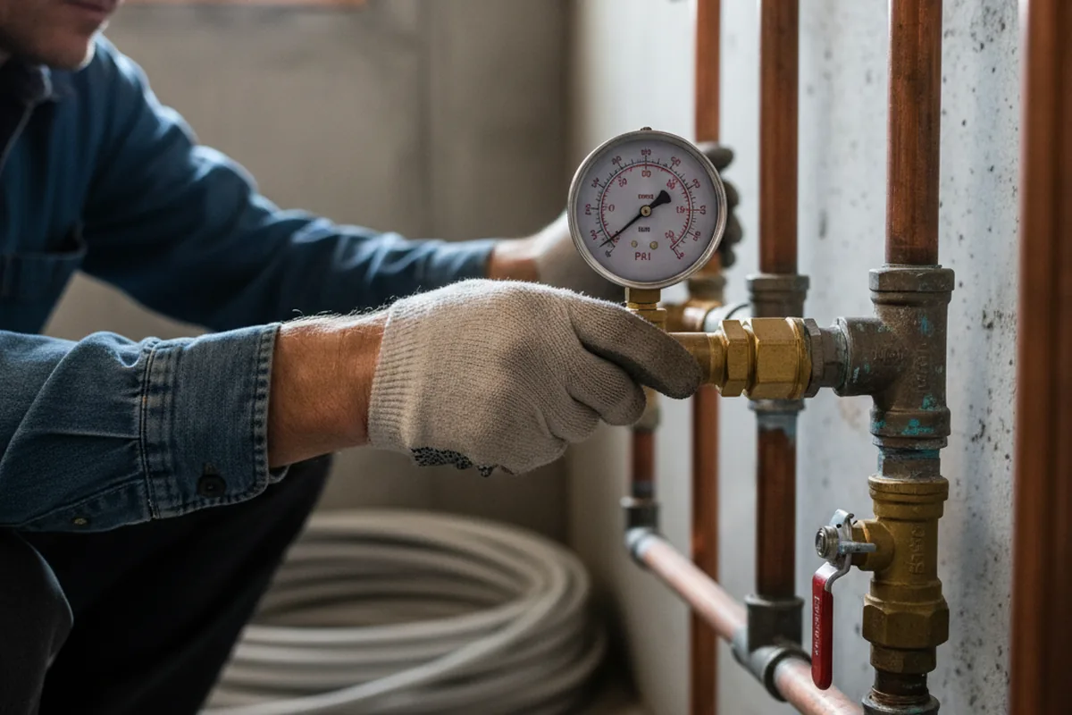 Pressure testing a repaired line during Water Line Repair in Pacolet